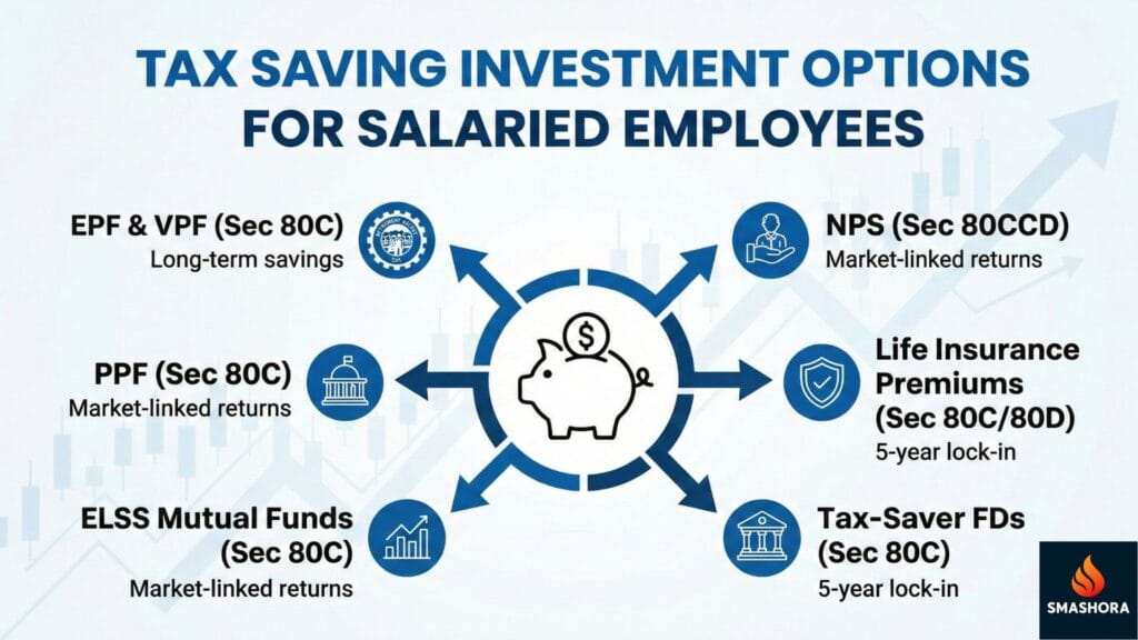 Tax Saving Investment Options for Salaried Employees (Telugu 2026) 1 best tax saving schemes 2026 India